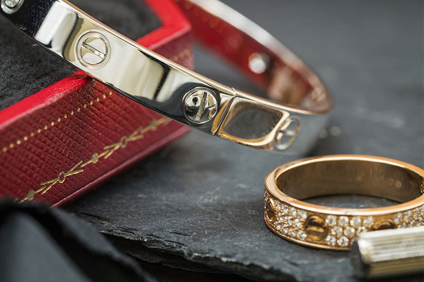 Genuine Cartier Love Bracelet & Pave Set Love Ring