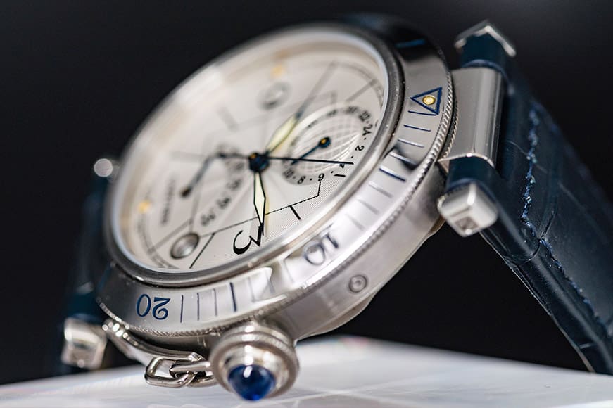 Blue Cabochon Sapphire On Authentic Cartier Watch